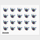Blue & Orange Fun Blume Runder Aufkleber (Blatt)