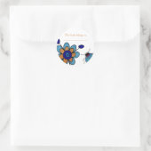 Blue & Orange Fun Blume Runder Aufkleber (Tasche)