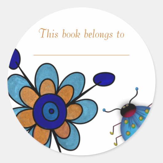 Blue & Orange Fun Blume Runder Aufkleber (Vorderseite)