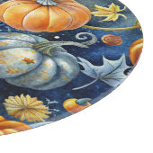 BLUE & ORANGE GLITZER SEHEN FALL PUMPKINS. SCHNEIDEBRETT (Ecke)