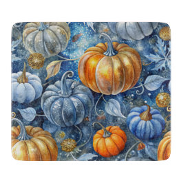 BLUE & ORANGE GLITZER SEHEN FALL PUMPKINS. SCHNEIDEBRETT