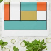 Blue Orange Gold Retro Farbblöcke Geschirrtuch (Gefaltet)