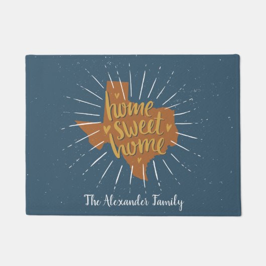 Blue Orange Gold Zuhause Sweet Zuhause - Texas Fußmatte (Vorderseite)