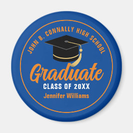 Blue Orange Graduate Custom 2025 Graduation Party Magnet