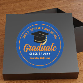 Blue Orange Graduate Custom 2025 Graduation Party Runder Aufkleber