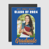 Blue Orange Graduate Foto 2025 Abschluss Magnet (Vorne/Hinten)