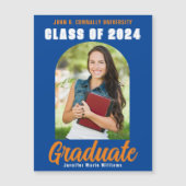Blue Orange Graduate Foto 2025 Abschluss Magnet (Vorderseite)
