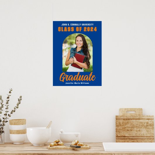 Blue Orange Graduate Foto Arch Graduation Party Poster (Küche)