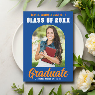 Blue Orange Graduate Foto Modernes, feines Abschlu Ankündigung