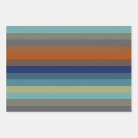 Blue, orange, green, and gray stripes geschenkpapier set (Vorderseite 3)
