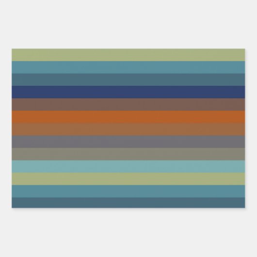 Blue, orange, green, and gray stripes geschenkpapier set (Vorderseite 2)