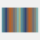 Blue, orange, green, and gray stripes geschenkpapier set (Vorderseite)