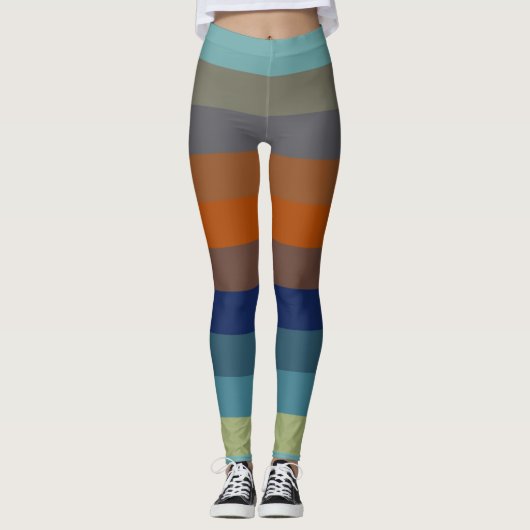 Blue, orange, green, and gray stripes leggings (Vorderseite)