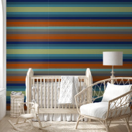 Blue, orange, green, and gray stripes tapete