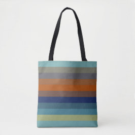 Blue, orange, green, and gray stripes tasche
