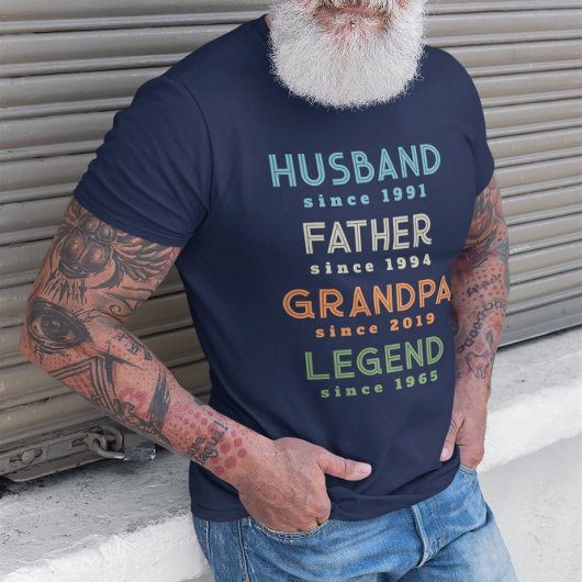 Blue Orange Green Husband Vater Grandpa Legende T-Shirt