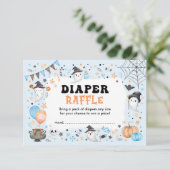 Blue Orange Halloween Spooky Boo Diaper Raffle Begleitkarte (Stehend Vorderseite)