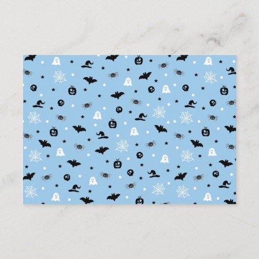 Blue Orange Halloween Spooky Boo Diaper Raffle Begleitkarte (Rückseite)