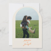 Blue Orange Hand Drawn Whimsical Arched Wedding Einladung (Rückseite)