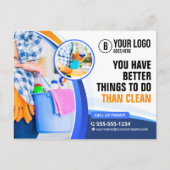 Blue Orange House Cleaning Janitorial Maid Service Postkarte (Vorderseite)