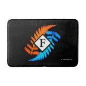Blue Orange Japanisch gestrichen Ferns Monogram Badematte (Vorderseite)