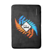 Blue Orange Japanisch gestrichen Ferns Monogram Badematte (Vorderseite Vertikal)