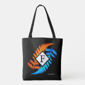 Blue Orange Japanisch gestrichen Ferns Monogram Tasche (Rückseite)