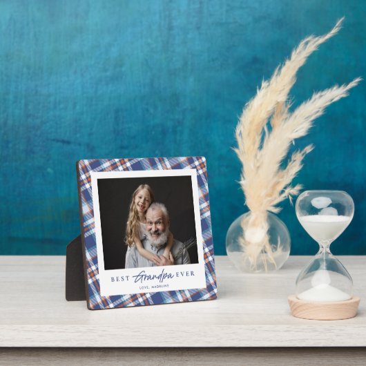 Blue Orange Kariert Best Opa Ever Plaza Fotoplatte (InSitu)