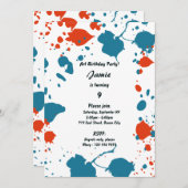 Blue Orange Kids Art 9th Birthday Party Einladung (Vorne/Hinten)