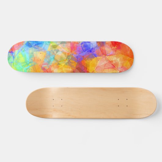 Blue Orange Lila Pink Lime Green Polygon Art Skateboard (Horizontal)