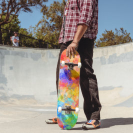 Blue Orange Lila Pink Lime Green Polygon Art Skateboard