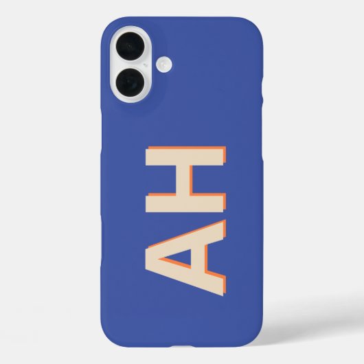 Blue Orange Monogram Modern Case-Mate iPhone Hülle (Rückseite)