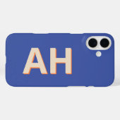 Blue Orange Monogram Modern Case-Mate iPhone Hülle (Rückseite (Horizontal))