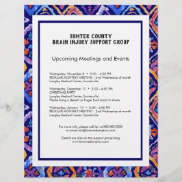 Blue Orange Navy Ikat Pattern Newsletter Flyer