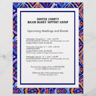 Blue Orange Navy Ikat Pattern Newsletter Flyer