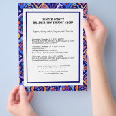 Blue Orange Navy Ikat Pattern Newsletter Flyer (Hand)