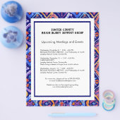 Blue Orange Navy Ikat Pattern Newsletter Flyer (Einzeln)
