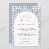 Blue Orange Oriental Arch marokkanische Wüstenhoch Einladung (Vorne/Hinten)