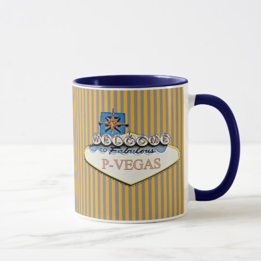 Blue Orange P-Vegas Platteville Wisconsin Tasse (Rechts)