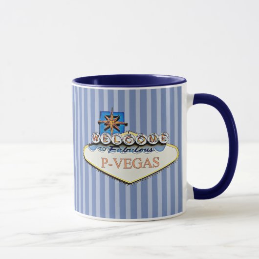Blue Orange P-Vegas Platteville Wisconsin Tasse (Rechts)