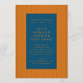 Blue Orange Party Graduate Editable Abschluss Ankündigung (Rückseite)