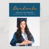 Blue Orange Party Graduate Editable Abschluss Ankündigung (Vorderseite)