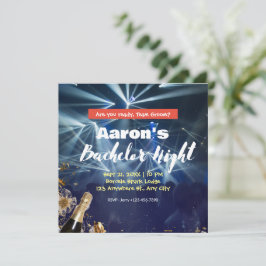 Blue Orange Party Zimmer Bachelor Nachteinladung Einladung
