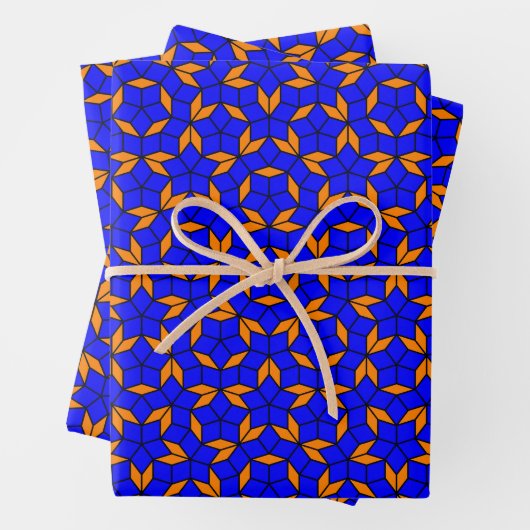 Blue Orange Penrose Zählen Mathematik Aperiodisch Geschenkpapier Set (Beispiel)