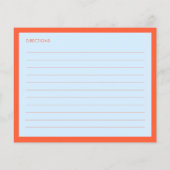 Blue Orange Personalized Bridal Shower Recipe Card (Rückseite)