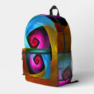 Blue Orange Pink Modernes Abstraktes Kunstmuster # Bedruckter Rucksack