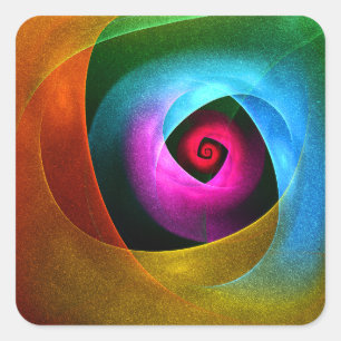 Blue Orange Pink Modernes Abstraktes Kunstmuster # Quadratischer Aufkleber