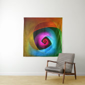 Blue Orange Pink Modernes Abstraktes Kunstmuster # Wandteppich (Beispiel (Horizontal))