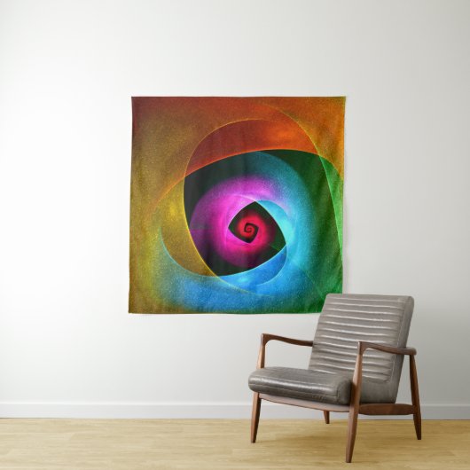 Blue Orange Pink Modernes Abstraktes Kunstmuster # Wandteppich (Beispiel (Horizontal))