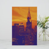 Blue Orange Pop Art New York City Briefpapier (Stehend Vorderseite)